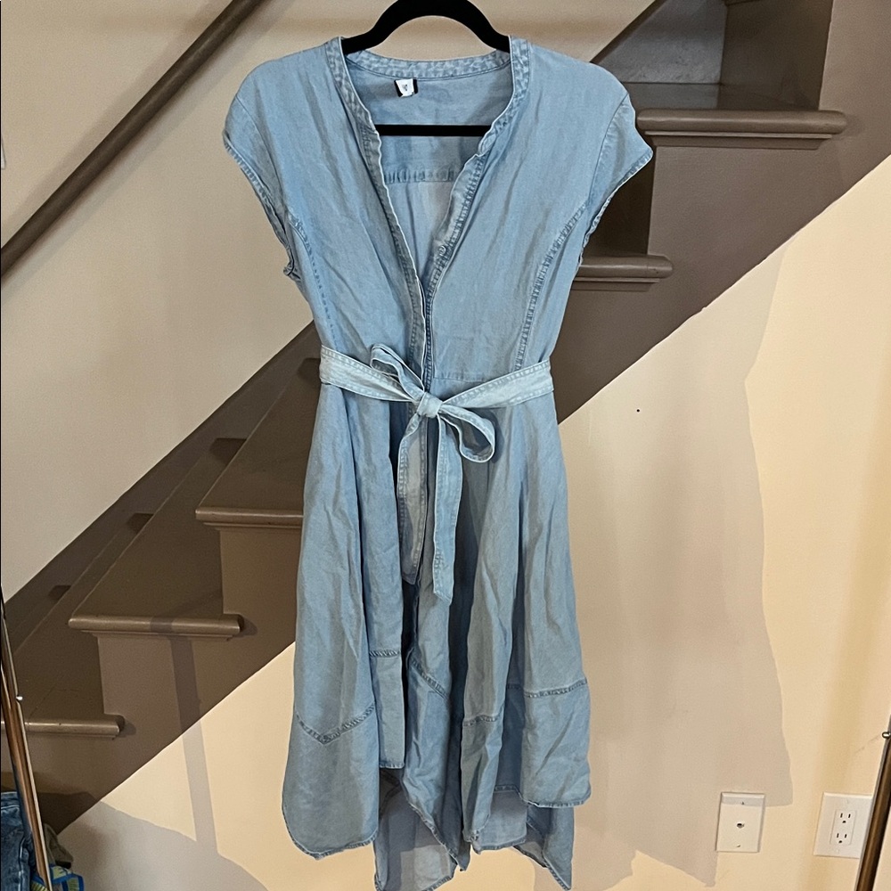 DKNY Light Blue Jean Asymmetrical Dress